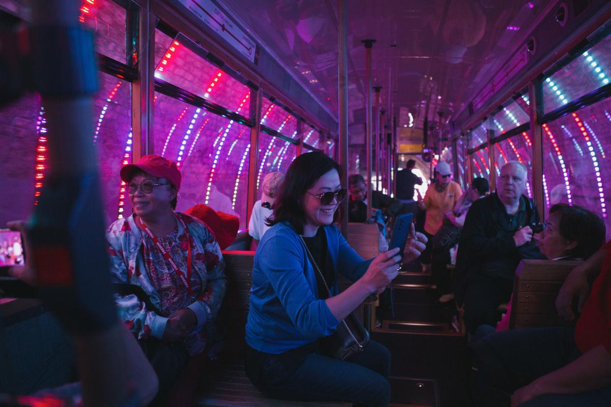Visitors enjoying the tunnel lights