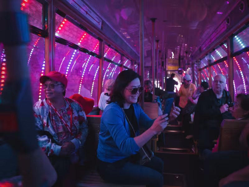 Visitors enjoying the tunnel lights